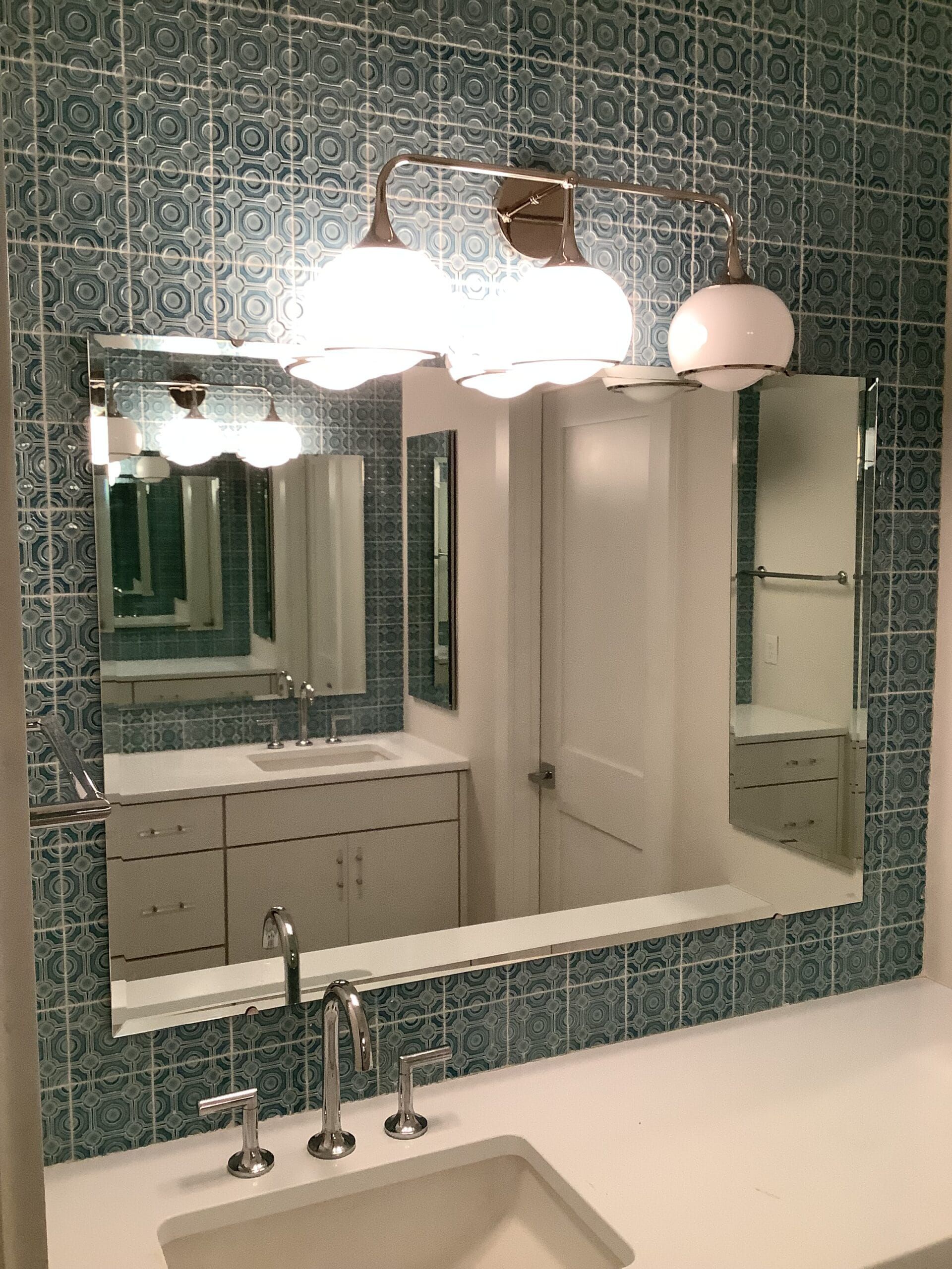 A bathroom mirror